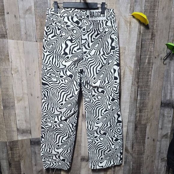 The Ragged Priest Dolls Kill Black White Marble Baggy Jeans - Picture 3 of 5